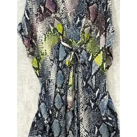 DVF Annushka Python Silk Belted Caftan Maxi Dress Womens S Luxe Resort Gown
